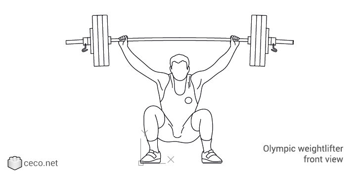 autocad drawing Olympic weightlifter front view powerlifting in People, Fitness & Sports autocad drawing Olympic weightlifter front view powerlifting in People, Fitness & Sports