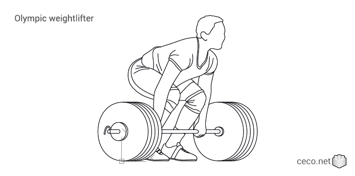 autocad drawing Olympic weightlifter side view powerlifting in People, Fitness & Sports