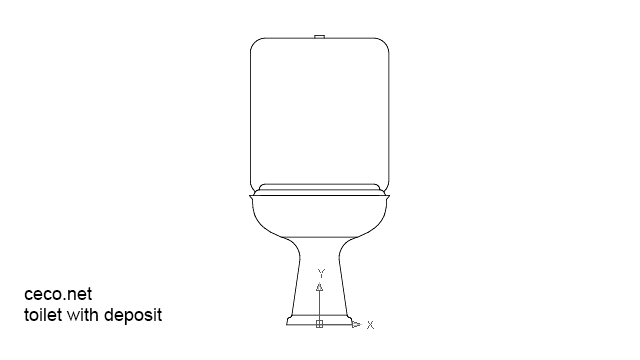 autocad drawing one piece toilet with deposit front view in kitchen & bathroom