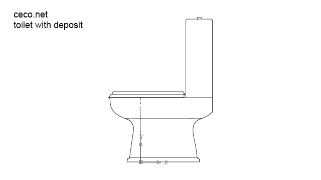 autocad drawing one piece toilet with deposit side view in kitchen & bathroom