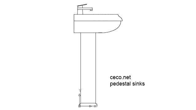 autocad drawing pedestal sink 1 side view in Bathrooms Detail