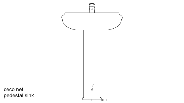 autocad drawing pedestal sinks 1 front view in Bathrooms Detail