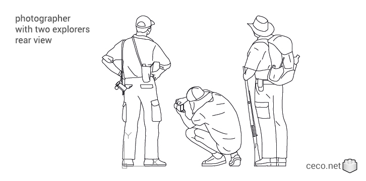 autocad drawing photographer with two explorers in People, Family & Groups