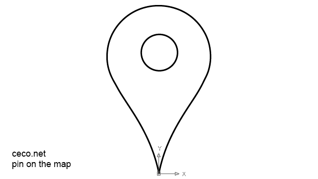 autocad drawing pin on the map google maps style in Symbols Signs Signals