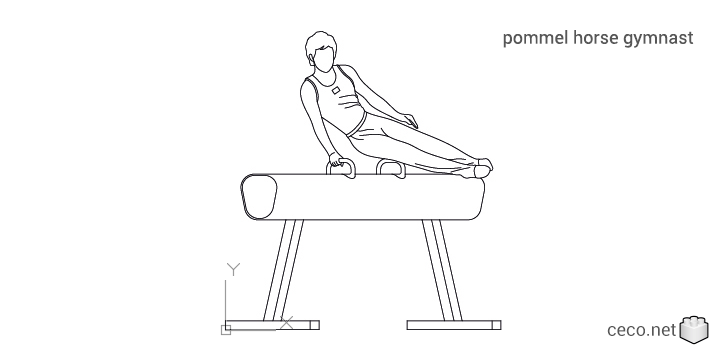 autocad drawing pommel horse gymnast in People, Fitness & Sports