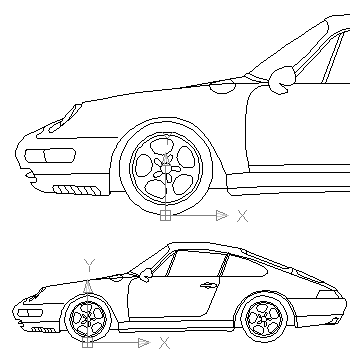 autocad drawing Porsche 911 Turbo S AG luxury cars side view in Vehicles, Cars