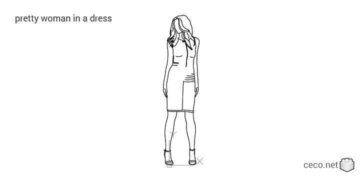 autocad drawing pretty woman in a dress in People, Women autocad drawing pretty woman in a dress in People, Women