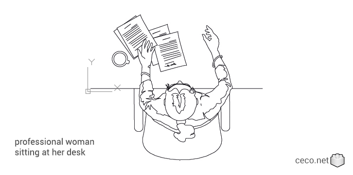autocad drawing professional woman sitting at her desk top view in People, Women autocad drawing professional woman sitting at her desk top view in People, Women