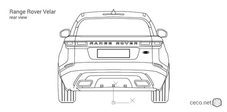 autocad drawing Range Rover Velar suburban truck Land Rover SUV rear view in Vehicles, Cars