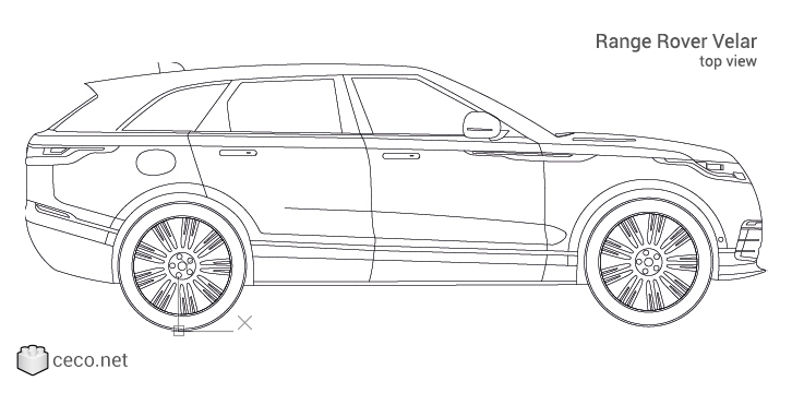 autocad drawing Range Rover Velar SUV Land Rover suburban truck side view in Vehicles, Cars