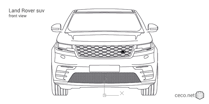 autocad drawing Range Rover Velar van Land Rover SUV front view in Vehicles, Cars