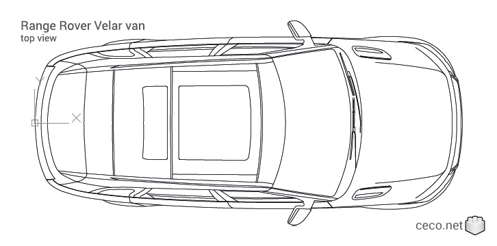 autocad drawing Range Rover Velar van Land Rover SUV top view in Vehicles, Cars