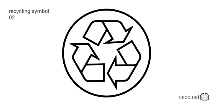 autocad drawing recycling logo - recycle symbol 02 in Symbols Signs Signals