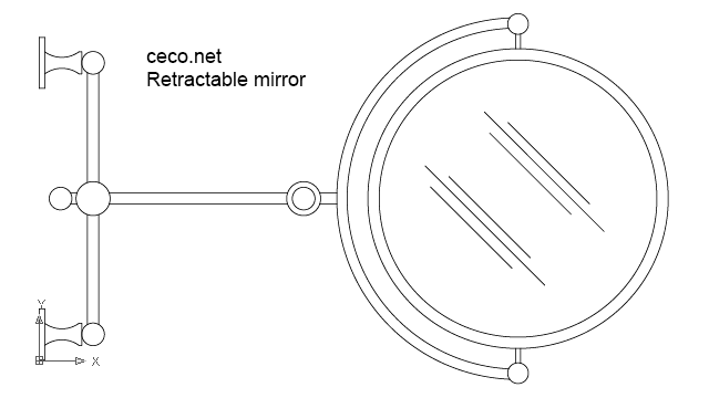 autocad drawing Retractable shaving mirror in kitchen & bathroom