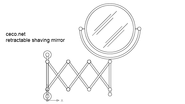 autocad drawing Retractable shaving round mirror in kitchen & bathroom