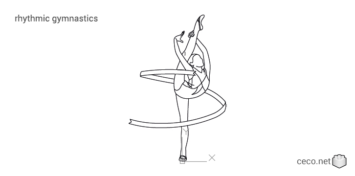 autocad drawing rhythmic gymnastics in People, Fitness & Sports