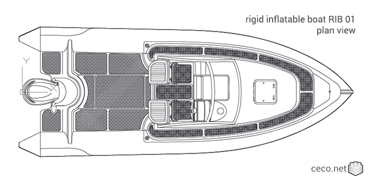 autocad drawing rigid inflatable boat RIB 01 plan view in Vehicles, Boats & Ships autocad drawing rigid inflatable boat RIB 01 plan view in Vehicles, Boats & Ships