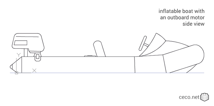 autocad drawing rigid inflatable boat RIB with an outboard motor in Vehicles, Boats & Ships