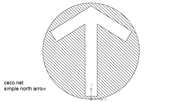 autocad drawing round simple north arrow in Symbols Signs Signals, North Arrows