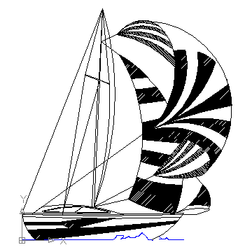 autocad drawing Sailboat with big winds yacht in Vehicles, Boats & Ships