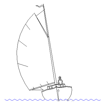 autocad drawing Sailing-boat sailboat with a young woman sailing in Vehicles, Boats & Ships