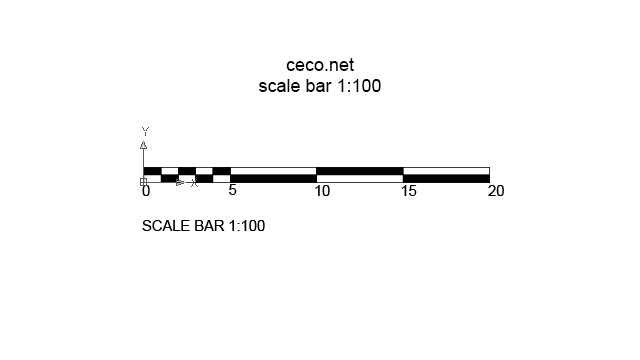 autocad drawing scale bar 1:100 in Symbols Signs Signals