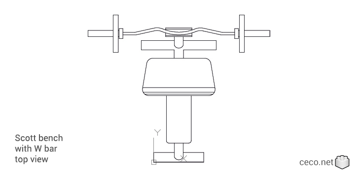 autocad drawing scott bench with W bar in Equipment, Sports Gym Fitness