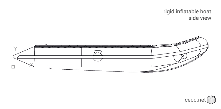autocad drawing Semi-Rigid Inflatable Boat side view RIB 02 in Vehicles, Boats & Ships