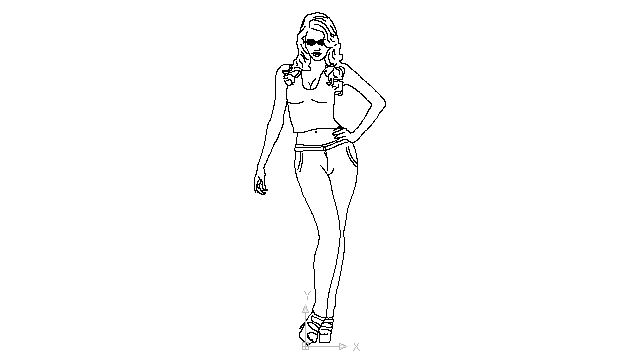 autocad drawing sexy young lady wearing sunglasses in People, Women