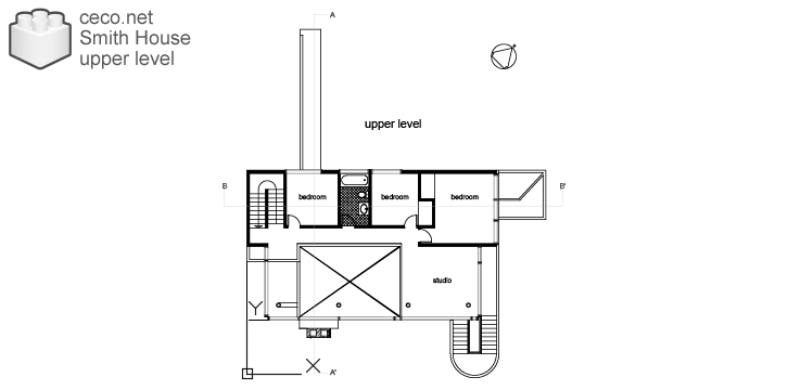 Autocad drawing Smith House upper level second floor