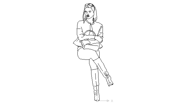 autocad drawing sophisticated young woman is seated in People, Women