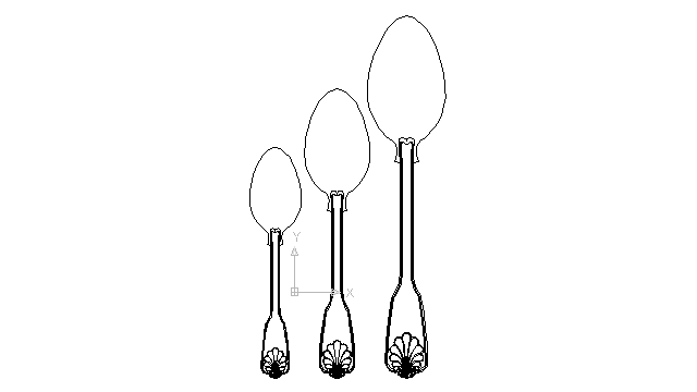 autocad drawing spoon set silver kitchen cutlery spoons forks knives teaspoon in Equipment