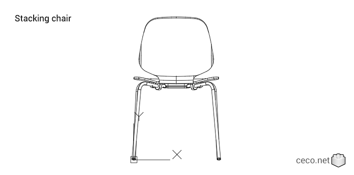 autocad drawing stackable chair rear view in Furniture