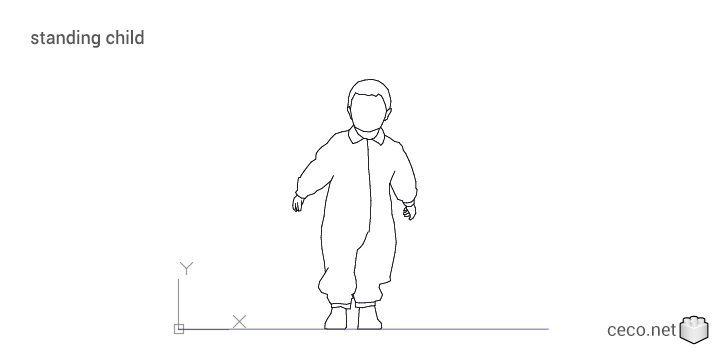 autocad drawing standing child in People, Family & Groups