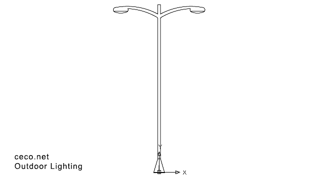 autocad drawing Street and roadway light pole, outdoor lighting in Equipment