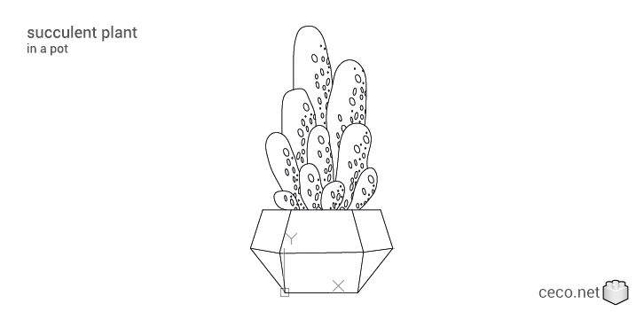autocad drawing succulent plant in a pot in Garden & Landscaping, Plants Bushes