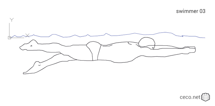 autocad drawing swimmer 03 swimming in a pool underwater in People, Fitness & Sports