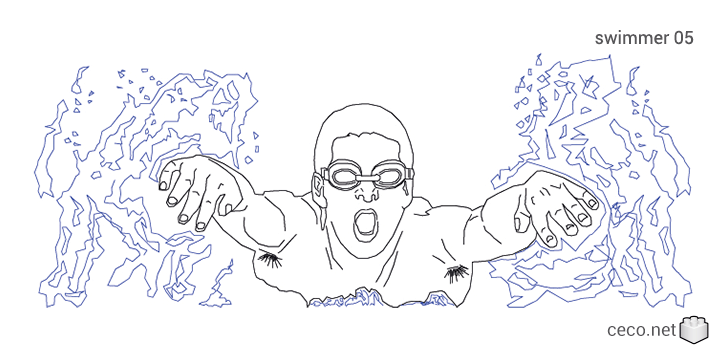 autocad drawing swimmer 05 swimming butterfly style in People, Fitness & Sports