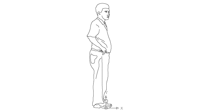 autocad drawing teenage boy - side view in People, Men