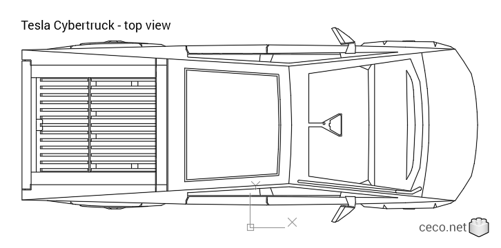 autocad drawing Tesla Cybertruck top view electric pickup truck in Vehicles, Cars