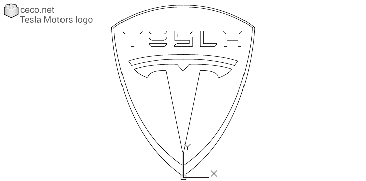 autocad drawing Tesla inc cars logo, tesla motors in Symbols Signs Signals