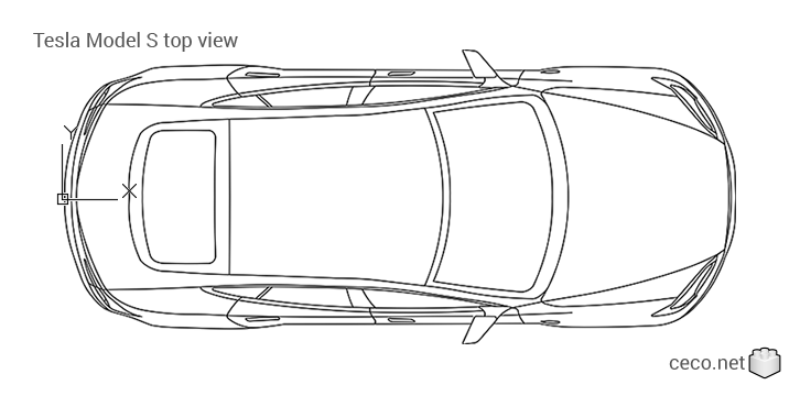 autocad drawing Tesla Model S top or plan view Tesla Inc in Vehicles, Cars
