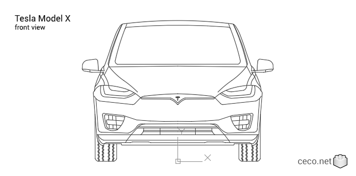autocad drawing Tesla Model X front view Tesla Inc in Vehicles, Cars
