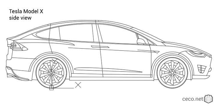 autocad drawing tesla Model X side view in Vehicles, Cars