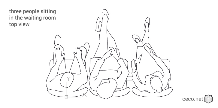 autocad drawing three people sitting in the waiting room in People, Family & Groups