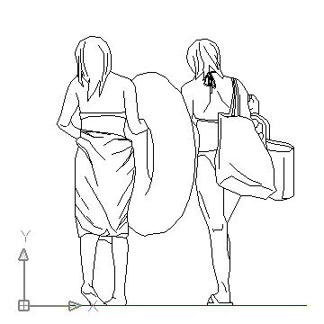 autocad drawing Two women in the beach in People, Family & Groups