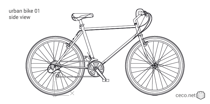 autocad drawing urban bike 01 side view in Vehicles, Bikes & Motorcycles