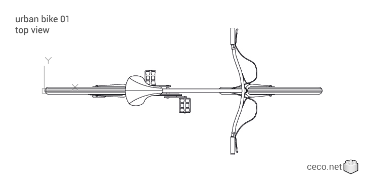 autocad drawing urban bike 01 top or plan view in Vehicles, Bikes & Motorcycles