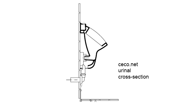 autocad drawing urinal cross-section in kitchen & bathroom