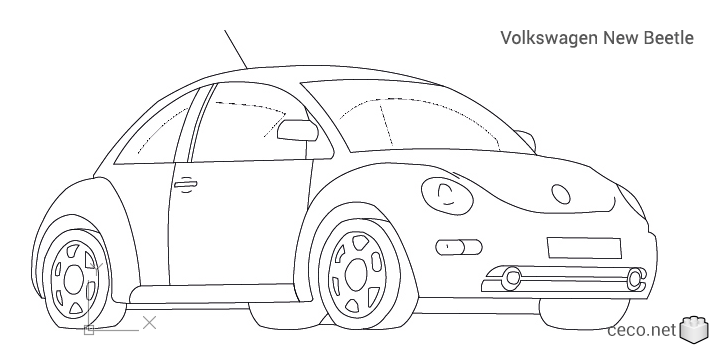 autocad drawing Volkswagen New Beetle in Vehicles, Cars